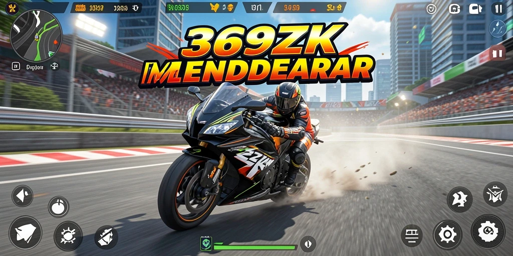 Gameplay seru dengan balapan motor di lintasan menantang.