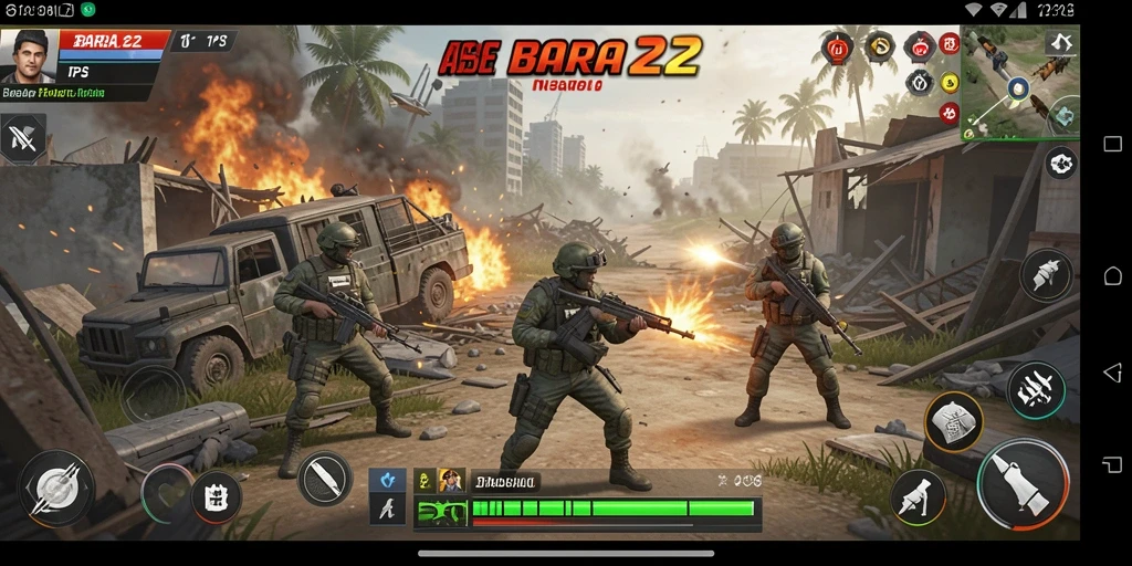 Gameplay seru dengan aksi tembak-menembak dalam BARA22.