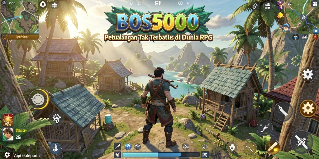 Screenshot gameplay BOS5000 menunjukkan pertarungan seru dan karakter unik.