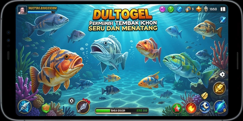 Tampilan gameplay DULTOGEL yang seru dalam menangkap ikan.