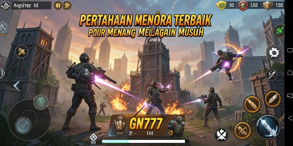 Tampilan gameplay GN777 yang penuh aksi dalam Tower Defense.