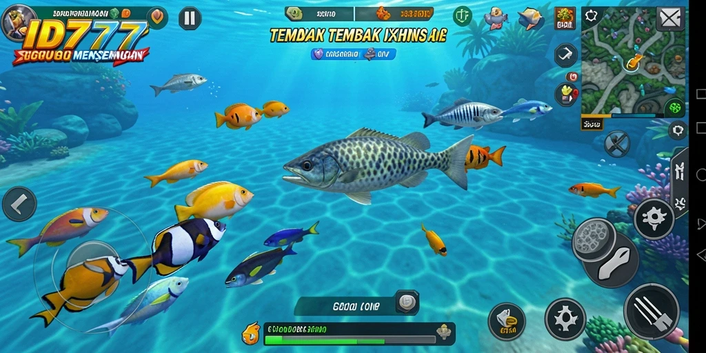 Screenshot dari gameplay seru ID777 menembak ikan.