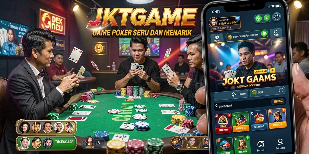 Tampilan gameplay poker di JKTGAME yang menegangkan.
