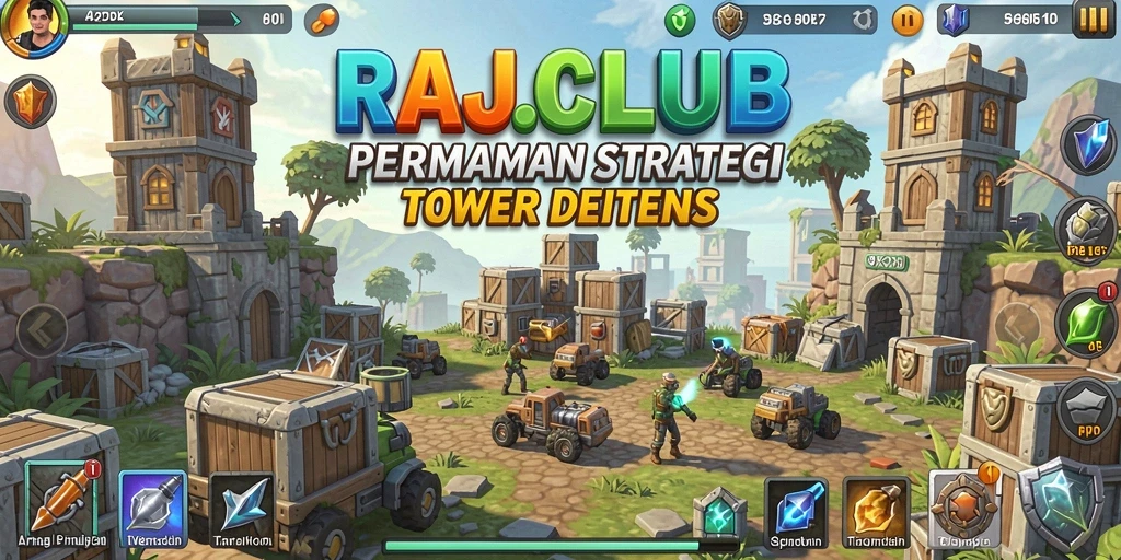 Tampilan gameplay menakjubkan dari game Tower Defense RAJACLUB.