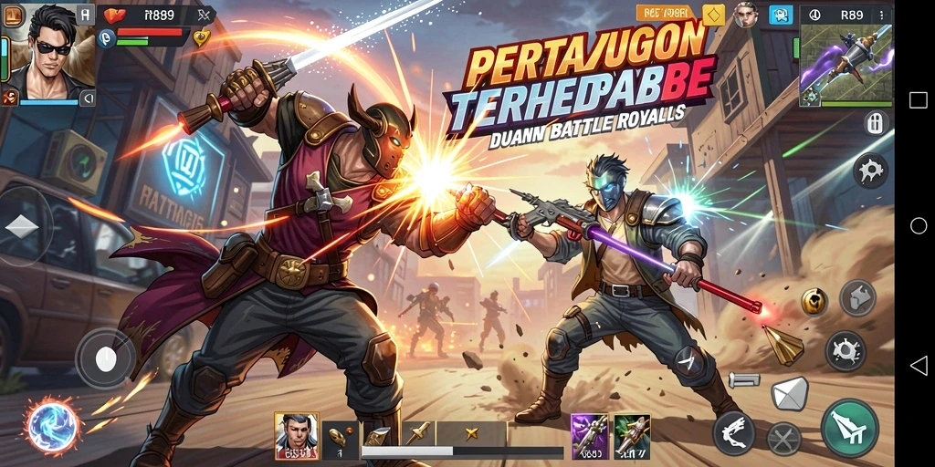 Tangkapan layar utama RI889 menampilkan aksi seru dalam Battle Royale.