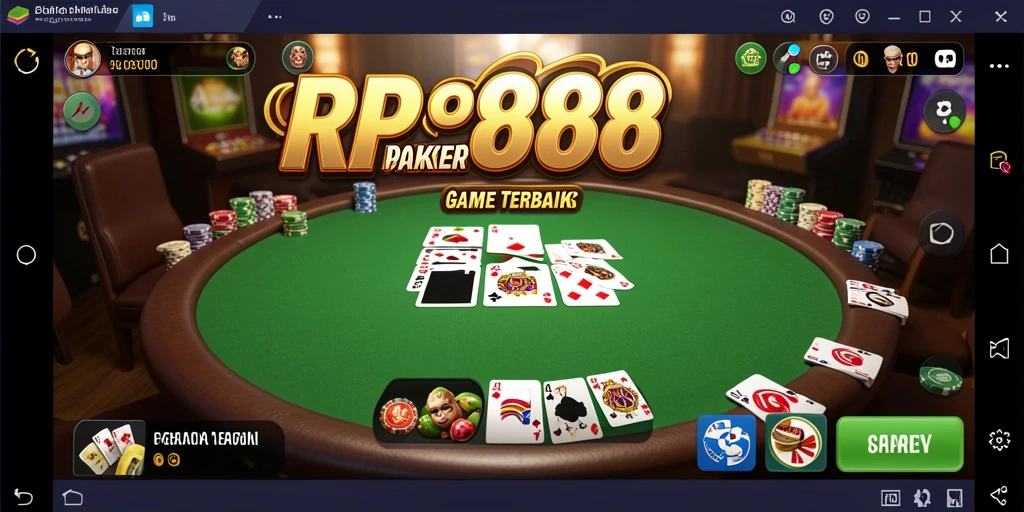 Tampilan gameplay RP888 dengan suasana poker yang mengasyikkan.