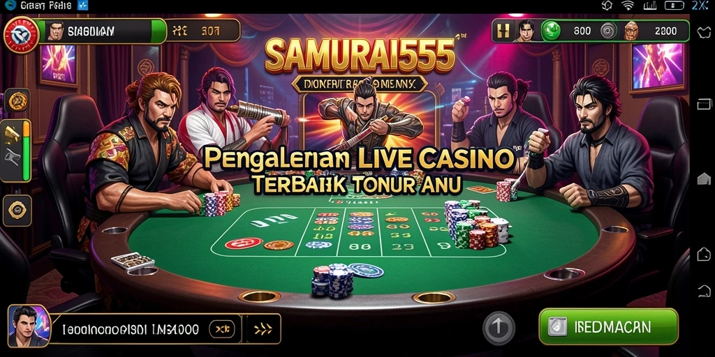 Screenshot gameplay <strong>SAMURAI555</strong> menampilkan dealer profesional dan suasana Live Casino yang interaktif.
