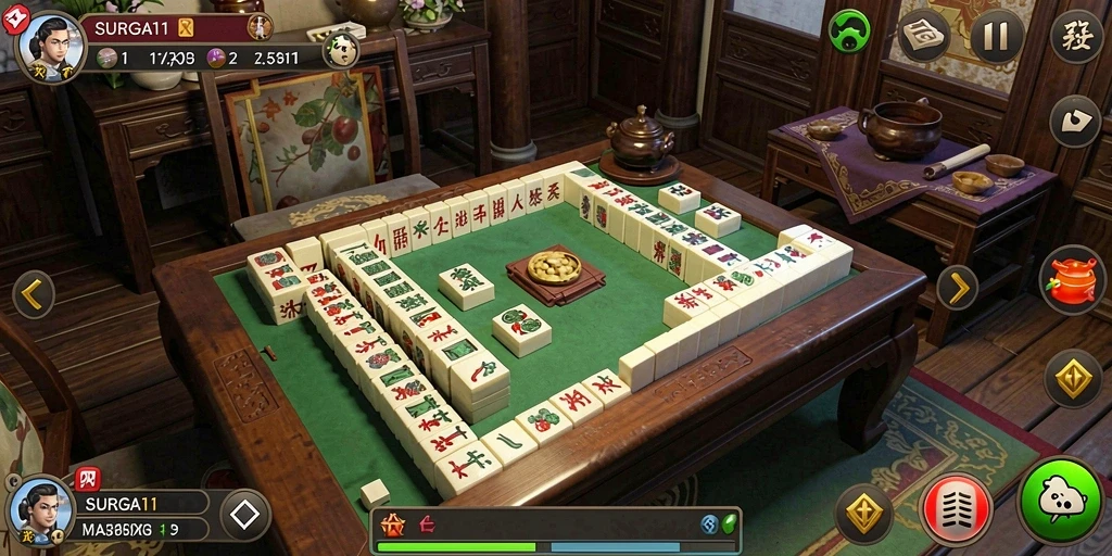 Tampilan gameplay Mahjong yang menarik di SURGA11.