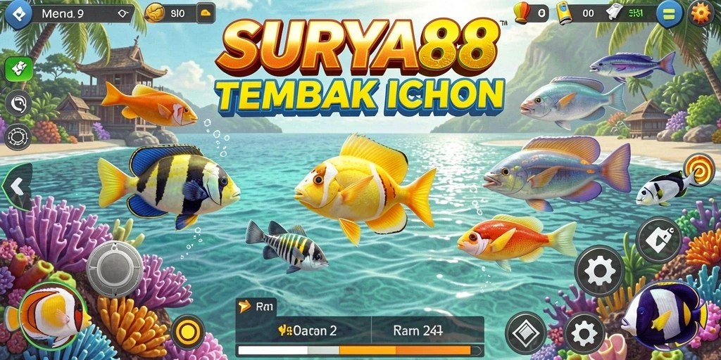 Screenshot utama dari gameplay seru Tembak Ikan di SURYA88.