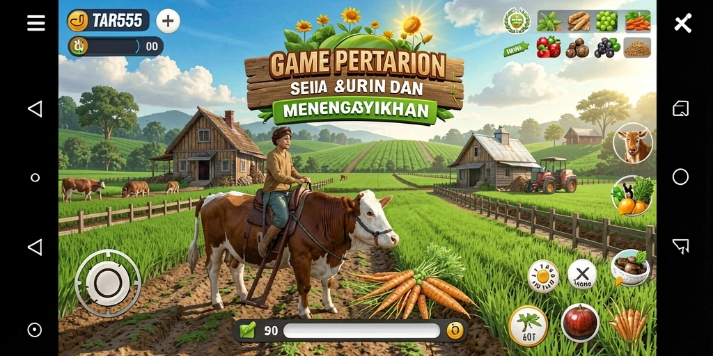 Tangkapan layar TAR555 menampilkan aktivitas pertanian yang seru.